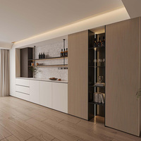 Buffet de cuisine et salle à manger en bois massif au design contemporain, éco-responsable, modulaire, avec console, table, meuble de rangement et armoire latérale