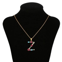 Bijoux personnalisés Lettre Nom Pendentif Alphabet Zircon coloré Collier personnalisé avec nom