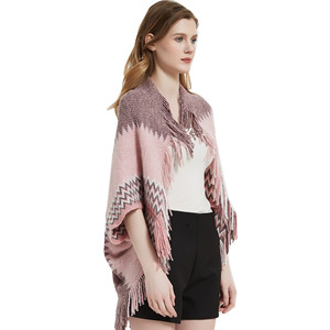 Europe États-Unis Dames Hiver Imprimé Châle Tricoté Tassel New Cuff <span class=keywords><strong>Bat</strong></span> Shirt Design Polyester Wholesale Foreign Trade - Product Image 3