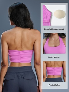 Nuevo sujetador deportivo estilo europeo americano, sexy, con cuello halter, sin tirantes, transpirable, de alta sujeción para mujer, estilo moderno con cuello envolvente. - Product Image 2
