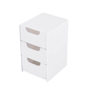 Three <b>Drawer</b> Storage Box Pure White Minimalist Desktop Organizer For Cosmetics And <b>Small</b> Items - Product Image 5