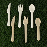Couverts jetables robustes en bagasse, biodégradables en pulpe de canne à sucre (fourchette, cuillère, couteau), vaisselle écologique pour la restauration, vente en gros