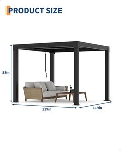Pérgola con Techo de Láminas de <span class=keywords><strong>10x10</strong></span> Pies, Pérgola de Aluminio para Exteriores con Techo Ajustable y Sistema de Drenaje Integrado, Gazebo Resistente con Techo Rígido - Product Image 2