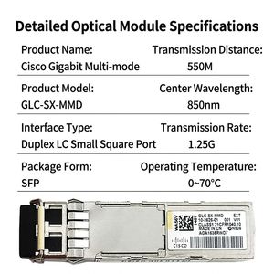 Module émetteur-récepteur SFP Cisc 1000BASE-SX GLC-SX-MMD= Commutateurs réseau MMF 850nm DOM - Product Image 2
