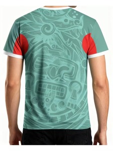 Camiseta Deportiva Transpirable con Estampado Verde y Rojo de Manga Corta para Hombre, Camiseta de la Selección Nacional de Fútbol de México, Cuello Redondo - Product Image 3