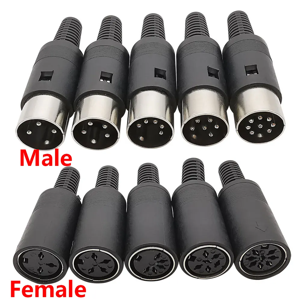 10 pièces Mini connecteur DIN 3/4/5/6/8 broches Din mâle femelle prise connecteur de câble à souder avec adaptateur de poignée en plastique