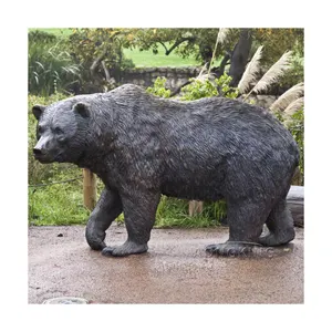 Patung patung patung beruang hewan perunggu kerajinan logam ukuran kehidupan taman luar ruangan dari Quyang