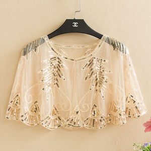 Chaqueta tipo capa estilo vintage de los años 20 de Ecoparty, chal nupcial adornado, <span class=keywords><strong>bolero</strong></span> estilo flapper, cubierta para <span class=keywords><strong>fiesta</strong></span> Gatsby - Product Image 4