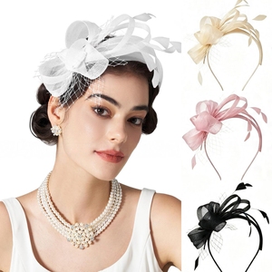Promotion : Serre-tête Fascinator Vintage en Maille et Plumes, Coiffe de Mariée Européenne pour Mariage, Tea Party, Église, Kentucky Derby - Product Image 1