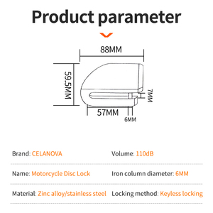 <span class=keywords><strong>Alarm</strong></span> kunci sepeda motor, perlindungan keselamatan cakram gembok paduan aluminium Anti Maling pengingat tali kunci - Product Image 6