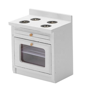Maison de poupée Miniature meubles en <span class=keywords><strong>bois</strong></span> ensemble d'armoires de cuisine bassin <span class=keywords><strong>poêle</strong></span> torréfacteur 4 pièces-blanc - Product Image 4