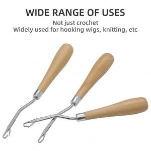 Manche en bois perruque point de tricot bricolage couture tapis outil de réparation métal Crochet sangle serrure intégrée - Product Image 5