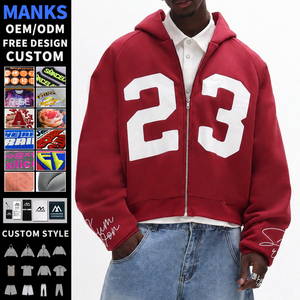 Sweat à capuche zippé pour homme de haute qualité, personnalisé avec logo, style streetwear, coupe ample, broderie de patchs, en coton - Product Image 4