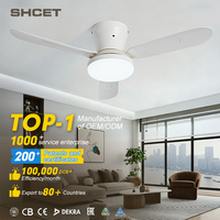 Ventilateur de plafond avec lumière et télécommande pour la maison, moteur DC en cuivre, blanc