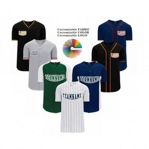 เสื้อเบสบอลพิมพ์ลายแบบรีดร้อนสำหรับขายส่ง แบบยูนิเซ็กซ์ คุณภาพพรีเมียม ลายทาง ระบายอากาศได้ดี ซับเหงื่อ ไซส์ใหญ่สำหรับผู้ใหญ่ - Product Image 5