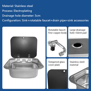 Lavabo a mano quadrato in acciaio inossidabile per accessori interni RV con Frauct per Caravan & <span class=keywords><strong>Camper</strong></span> - Product Image 4