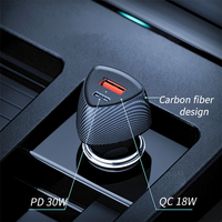 Cargador de Coche de Doble Puerto PD30W QC18W, Carga Rápida USB Tipo C para Teléfono Inteligente y Tableta