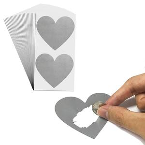 Gold Heart Scratch Off Stickers 7x8cm Self-Adhesive <b>Glossy</b> <b>Paper</b> Promotional Activities - Product Image 3