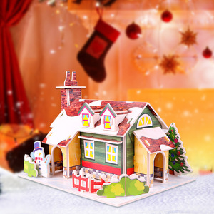 Puzzle 3D modèle de maison de noël pour enfants de 4 à 6 ans, jouet en papier à faire soi-même, cadeau, Kit d'artisanat éducatif précoce - Product Image 4