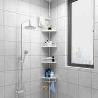 Étagère d'angle de douche télescopique réglable à 4 niveaux, support de sol pour rangement de shampoing – Meilleure vente