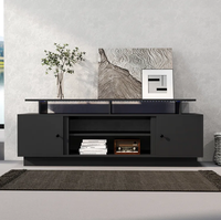 Support TV moderne de 70 "pour TV jusqu'à 80" avec lumière LED et étagères réglables Table console Centre de divertissement Meuble TV