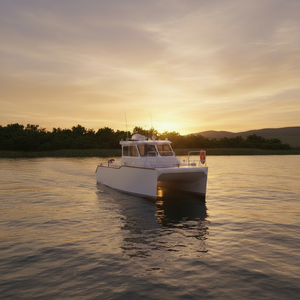 Bateau de pêche catamaran <span class=keywords><strong>en</strong></span> aluminium soudé DK-CM32 de 32 pieds, coque <span class=keywords><strong>en</strong></span> V profond, stabilité supérieure, bateau rapide offshore, hors-bord, sport, tourisme - Product Image 2