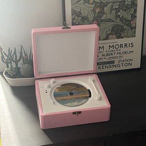 Vintage Suitcase CD Player Portable BT Speaker Turntable Look Leather Music Box With Handle For Home Office Decor Gift - Product Image 6