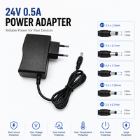 Adaptateur secteur de qualité industrielle 24V 0.5A 12W AC 100-240V DC 24V 500mA, prise murale EU US UK pour caméras de vidéosurveillance et bandes LED