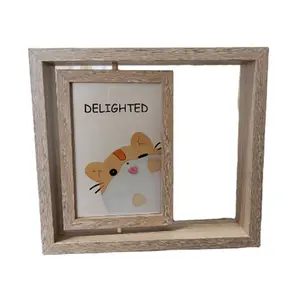 New design creative wooden rotating photo frame 6 inch