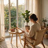Table d'appoint ronde à 3 pieds en bambou avec plateau, idéale pour salon, chambre, balcon, petit espace, mobilier de maison