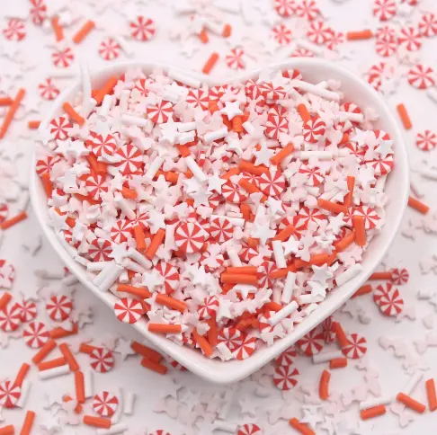 Bulk 5MM Peppermint Christmas Sugar Sprinkles Polymer Clay Slices Mixed Color Candy For Slime handcraft DIY