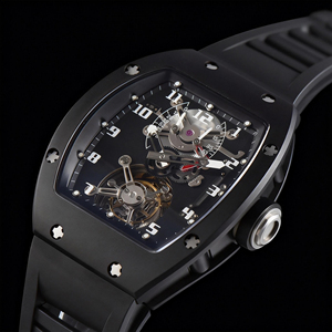 Fashionable Trendy Men's Stainless Steel Mechanical <b>Watch</b> with <b>Black</b> Ceramic Full Hollowed Dial Classic Tourbillon <b>Watch</b> - Product Image 1