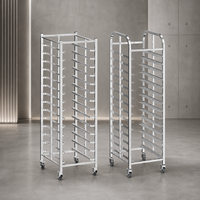 Chariot à plateaux multi-niveaux en acier inoxydable, à roulettes, pour usage commercial en boulangerie et cuisine, personnalisable