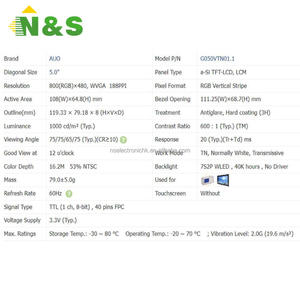 Module LCD miniature G050VTN01.1 de 5,0 pouces pour dispositif médical portable, original, en stock - Product Image 6