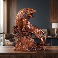 Sculpture de tigre en cuivre violet, statue d'animal en métal moulé, ornement montagne et rivière pour la maison, le bureau, ou comme cadeau