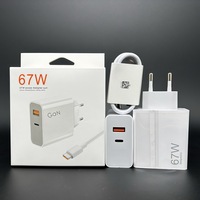 Pour téléphones, chargeur rapide 67W, ensemble de câbles de données Type-C, adaptateur de charge USB double port, QC 3.0, blanc, garantie de 3 mois