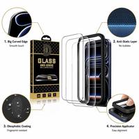 Protection d'écran en verre trempé Golden Diamond pour IP 17 18 Pro avec outil d'installation facile, dureté 9H, résistant aux rayures