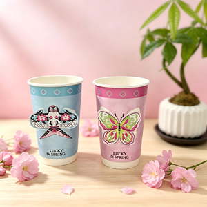 Maßgefertigter 3D-Schmetterling Doppelwandiger Biologisch Abbaubarer Pappbecher Kundenspezifisches IML In-Mold-Etikett Bedruckter Hohlkaffeebecher für Getränkeverpackungen - Product Image 3