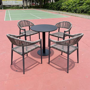 Muebles de Exterior Modernos de Alta Calidad de Aleación de Aluminio Metálico, Mesas de Comedor Negras para Patio, Balcón, Cafetería, Restaurante - Product Image 4