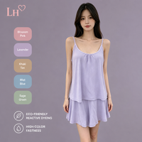 Ensemble de vêtements de nuit pour femmes en tricot slub certifié écologique, non toxique, avec col ras du cou, pour la chambre à coucher, la nuit et la relaxation