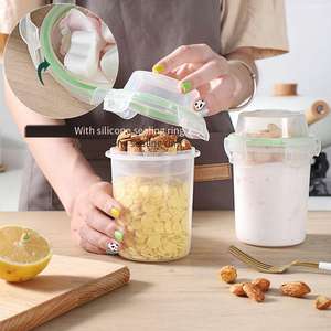 Ciotola a doppio strato con coperchio e cucchiaio, pronta per la colazione, per insalata di frutta e verdura, contenitore per Overnight Oats - Product Image 6
