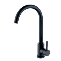 Robinet de cuisine moderne en acier inoxydable noir mat, à levier unique, pour eau chaude et froide, à poser sur le plan de travail