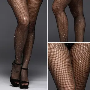 Rhinestone Mesh Stockings для Female, Slim Nylon Pantyhose, Fishnet Diamond Pantyhose, Feminine Fashion, Shiny, Party