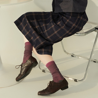 Chaussettes mi-mollet en coton mercerisé pour femme, marron-rouge, simples et tendance, disponibles en plusieurs couleurs