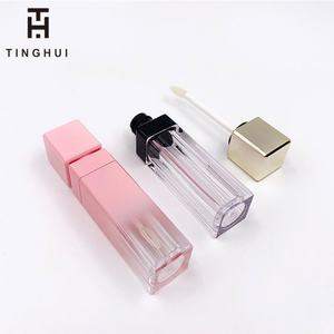 Tube de brillant à lèvres carré rose dégradé avec pinceau, prix usine, conteneur vide - Product Image 6
