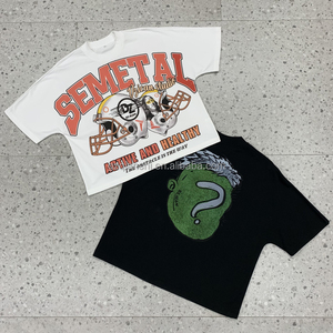 ผู้ผลิตเสื้อยืดสตรีทแวร์สุดหรูแบบ DTG เสื้อยืดคอตตอนพิมพ์ลายสกรีนทรงบ็อกซี่ เสื้อยืดหนาน้ำหนักมากสำหรับผู้ชาย เสื้อยืดกราฟิกแบบครอปสั่งทำได้ - Product Image 6