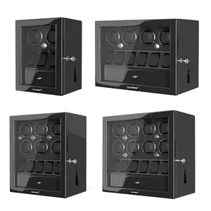 उच्च गुणवत्ता काले कक्षा लकड़ी के गहने बॉक्स 2 4 6 8 स्लॉट देखो वाइन्डर भंडारण स्वचालित दराज 1 में 3 स्टॉक पेटेंट डिजाइन