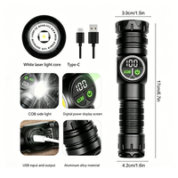 Lampe torche LED COB rechargeable en aluminium, 2000 lumens, 30W, avec indicateur de batterie 26650, longue portée, lumière puissante, magnétique et zoomable