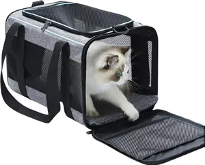 Düşük fiyat yumuşak-evcil hayvan taşıma çantası büyük orta kediler ve yavru köpek taşıyıcı için tek kollu çanta Oxford nefes örgü