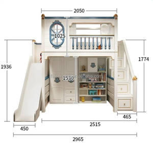 <span class=keywords><strong>Lit</strong></span> <span class=keywords><strong>cabane</strong></span> moderne pour enfant JS FURNITURE, <span class=keywords><strong>lit</strong></span> mezzanine en bois <span class=keywords><strong>avec</strong></span> toboggan et escalier pour enfants, utilisation dans les hôtels et les appartements - Product Image 2